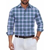 image:imageCOOFANDY Mens Long Sleeve Plaid Button Down Cotton Wrinkle Free Dress ShirtBlue Green Plaid