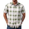 image:imageCOOFANDY Mens Plaid Button Down Shirts Short Sleeve Casual Summer Shirt Wrinkle Free Dress Shirts with PocketGreen Plaid