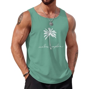 image:imageCOOFANDY Mens Beach Tank Tops Summer Cotton Sleeveless Graphic T Shirts Palm Tree Casual Vacation Muscle TankGrey Greencoconut Tree