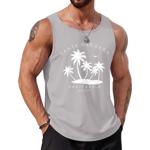 image:imageCOOFANDY Mens Beach Tank Tops Summer Cotton Sleeveless Graphic T Shirts Palm Tree Casual Vacation Muscle TankLight Grey