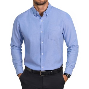 image:imageCOOFANDY Mens Cotton Oxford Shirt Long Sleeve Dress Shirt Button Down Work Casual Shirts with PocketA  Blue