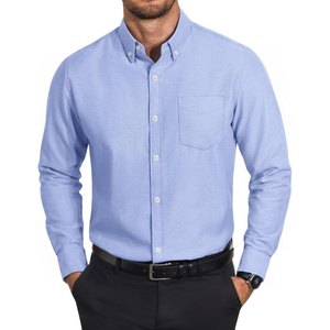 image:imageCOOFANDY Mens Cotton Oxford Shirt Long Sleeve Dress Shirt Button Down Work Casual Shirts with PocketC  Light Blue