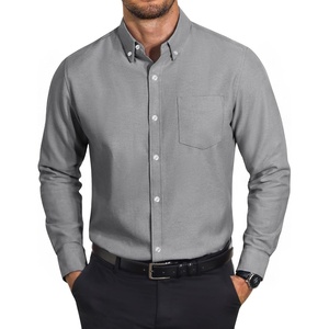 image:imageCOOFANDY Mens Cotton Oxford Shirt Long Sleeve Dress Shirt Button Down Work Casual Shirts with PocketDark Grey