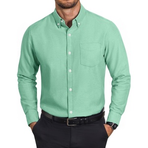 image:imageCOOFANDY Mens Cotton Oxford Shirt Long Sleeve Dress Shirt Button Down Work Casual Shirts with PocketIce Green