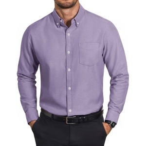 image:imageCOOFANDY Mens Cotton Oxford Shirt Long Sleeve Dress Shirt Button Down Work Casual Shirts with PocketPurple