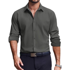 image:imageCOOFANDY Mens Dress Shirts Long Sleeve Casual Button Down Shirt Solid Regular Fit Formal Business ShirtsArmy Green