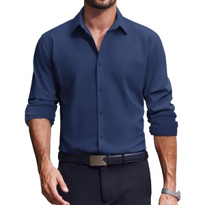 image:imageCOOFANDY Mens Dress Shirts Long Sleeve Casual Button Down Shirt Solid Regular Fit Formal Business ShirtsDark Blue