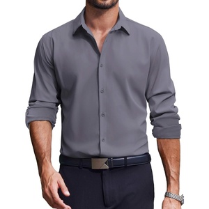 image:imageCOOFANDY Mens Dress Shirts Long Sleeve Casual Button Down Shirt Solid Regular Fit Formal Business ShirtsDark Grey