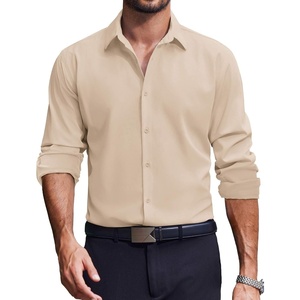 image:imageCOOFANDY Mens Dress Shirts Long Sleeve Casual Button Down Shirt Solid Regular Fit Formal Business ShirtsLight Khaki