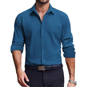 image:imageCOOFANDY Mens Dress Shirts Long Sleeve Casual Button Down Shirt Solid Regular Fit Formal Business ShirtsOcean Blue