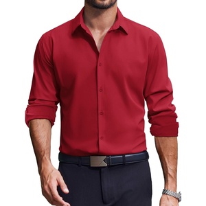 image:imageCOOFANDY Mens Dress Shirts Long Sleeve Casual Button Down Shirt Solid Regular Fit Formal Business ShirtsRed