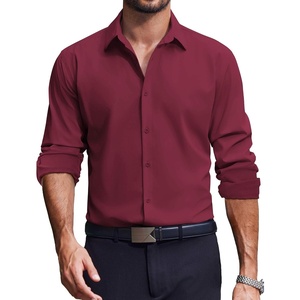 image:imageCOOFANDY Mens Dress Shirts Long Sleeve Casual Button Down Shirt Solid Regular Fit Formal Business ShirtsWine Red