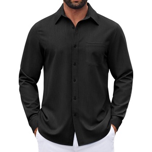 image:imageCOOFANDY Mens Dress Shirts Untucked Long Sleeve Button Down Denim Shirt Stretch Business Casual ShirtsBlack