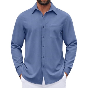 image:imageCOOFANDY Mens Dress Shirts Untucked Long Sleeve Button Down Denim Shirt Stretch Business Casual ShirtsNavy Blue
