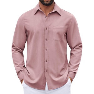 image:imageCOOFANDY Mens Dress Shirts Untucked Long Sleeve Button Down Denim Shirt Stretch Business Casual ShirtsPink
