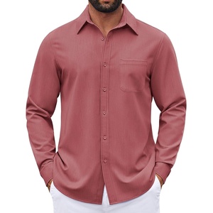 image:imageCOOFANDY Mens Dress Shirts Untucked Long Sleeve Button Down Denim Shirt Stretch Business Casual ShirtsRosy Red