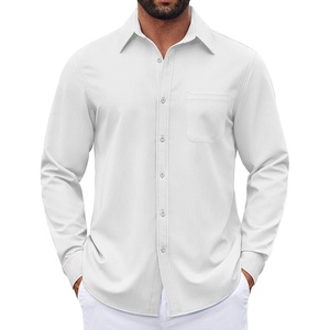 image:imageCOOFANDY Mens Dress Shirts Untucked Long Sleeve Button Down Denim Shirt Stretch Business Casual ShirtsWhite