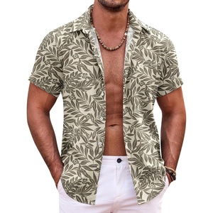 image:imageCOOFANDY Mens Hawaiian Shirt Short Sleeve Button Down Shirts Tropical Summer Beach Shirts Casual Floral Aloha ShirtsLight Yellow Leaves