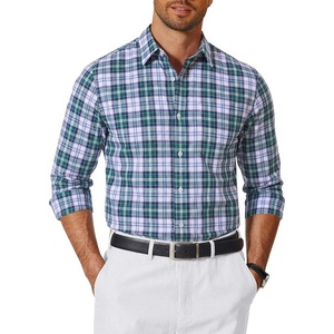 image:imageCOOFANDY Mens Long Sleeve Button Down Shirts Wrinkle Free Dress Shirts Slim Fit Cotton Plaid ShirtBlack Blue Plaid