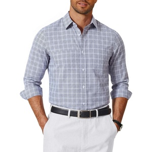 image:imageCOOFANDY Mens Long Sleeve Button Down Shirts Wrinkle Free Dress Shirts Slim Fit Cotton Plaid ShirtGrey Plaid
