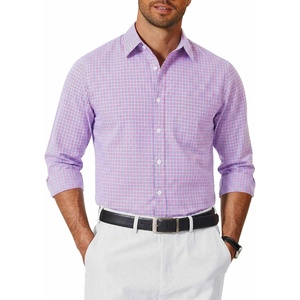 image:imageCOOFANDY Mens Long Sleeve Button Down Shirts Wrinkle Free Dress Shirts Slim Fit Cotton Plaid ShirtRed Blue Gingham