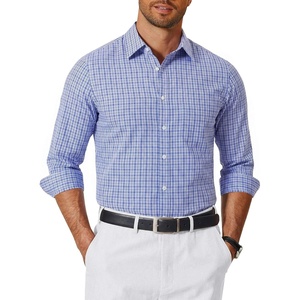 image:imageCOOFANDY Mens Long Sleeve Button Down Shirts Wrinkle Free Dress Shirts Slim Fit Cotton Plaid ShirtSky Blue Gingham