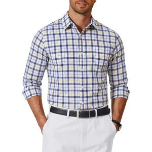 image:imageCOOFANDY Mens Long Sleeve Button Down Shirts Wrinkle Free Dress Shirts Slim Fit Cotton Plaid ShirtWhite Yellow Plaid