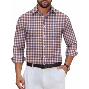 image:imageCOOFANDY Mens Long Sleeve Plaid Button Down Cotton Wrinkle Free Dress ShirtBlue Orange Plaid