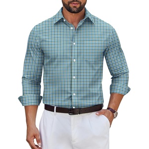 image:imageCOOFANDY Mens Long Sleeve Plaid Button Down Cotton Wrinkle Free Dress ShirtBlue Yellow Plaid