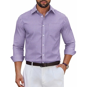 image:imageCOOFANDY Mens Long Sleeve Plaid Button Down Cotton Wrinkle Free Dress ShirtWhite Red Plaid