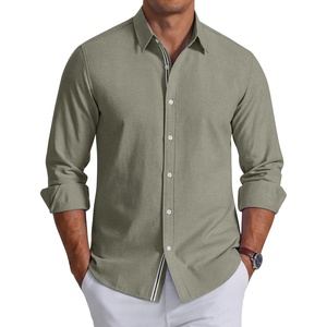 image:imageCOOFANDY Mens Oxford Shirts Long Sleeve Casual Button Down Shirt Untucked Business Dress ShirtsArmy Green
