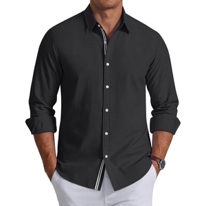 image:imageCOOFANDY Mens Oxford Shirts Long Sleeve Casual Button Down Shirt Untucked Business Dress ShirtsBlack