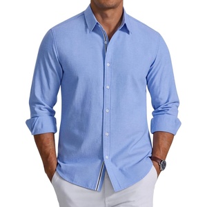 image:imageCOOFANDY Mens Oxford Shirts Long Sleeve Casual Button Down Shirt Untucked Business Dress ShirtsBlue