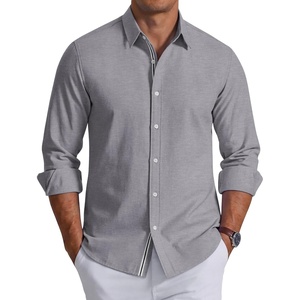 image:imageCOOFANDY Mens Oxford Shirts Long Sleeve Casual Button Down Shirt Untucked Business Dress ShirtsDark Grey
