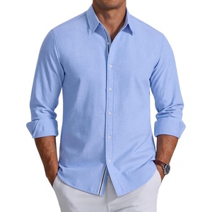 image:imageCOOFANDY Mens Oxford Shirts Long Sleeve Casual Button Down Shirt Untucked Business Dress ShirtsLight Blue