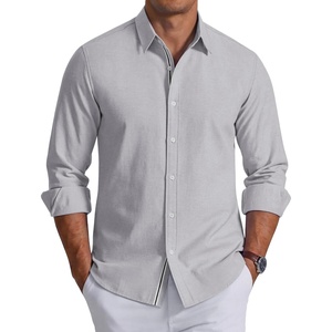 image:imageCOOFANDY Mens Oxford Shirts Long Sleeve Casual Button Down Shirt Untucked Business Dress ShirtsLight Grey