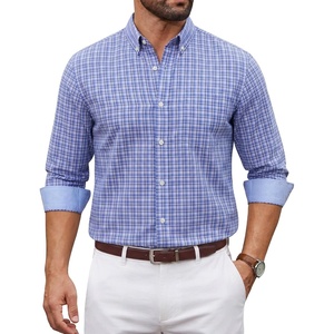 image:imageCOOFANDY Mens Plaid Dress Shirts Long Sleeve Button Down Shirts Wrinkle Free Stretch Cotton Business Casual ShirtBlue Black Plaid
