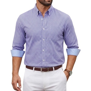 image:imageCOOFANDY Mens Plaid Dress Shirts Long Sleeve Button Down Shirts Wrinkle Free Stretch Cotton Business Casual ShirtBlue Purple Plaid