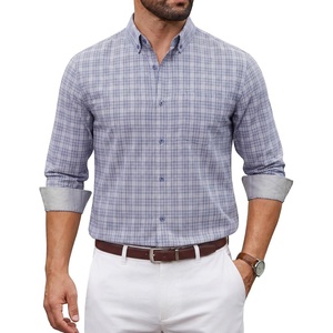 image:imageCOOFANDY Mens Plaid Dress Shirts Long Sleeve Button Down Shirts Wrinkle Free Stretch Cotton Business Casual ShirtGrey Plaid