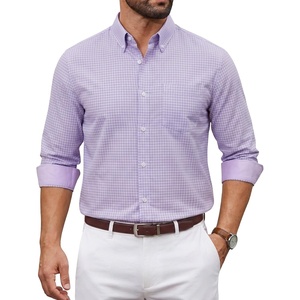 image:imageCOOFANDY Mens Plaid Dress Shirts Long Sleeve Button Down Shirts Wrinkle Free Stretch Cotton Business Casual ShirtLight Purple Plaid