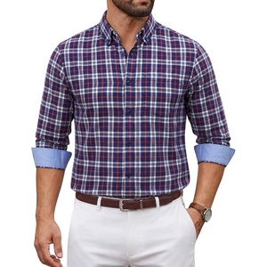 image:imageCOOFANDY Mens Plaid Dress Shirts Long Sleeve Button Down Shirts Wrinkle Free Stretch Cotton Business Casual ShirtNavy Blue Red Plaid