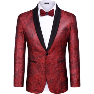 image:imageCOOFANDY Mens Tuxedo Jacket Slim Fit Shawl Lapel Blazer One Button Suit Jackets for Party Prom Wedding DinnerWine Red