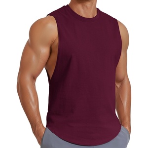 image:imageCOOFANDY Mens Workout Tank Tops Cotton Cut Off Sleeveless Muscle Shirts Gym Athletic Running T ShirtWine Red