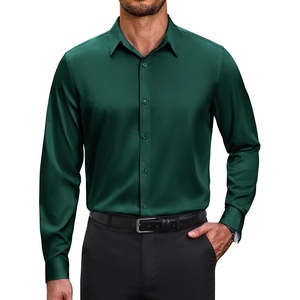 image:imageCOOFANDY Mens Wrinkle Free Dress Shirt Stretch Long Sleeve Button Down Shirts Formal Business ShirtDark Green