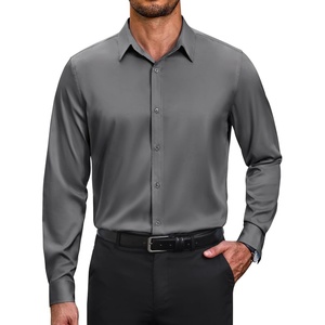 image:imageCOOFANDY Mens Wrinkle Free Dress Shirt Stretch Long Sleeve Button Down Shirts Formal Business ShirtDark Grey