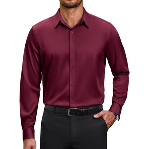 image:imageCOOFANDY Mens Wrinkle Free Dress Shirt Stretch Long Sleeve Button Down Shirts Formal Business ShirtDark Red