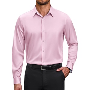 image:imageCOOFANDY Mens Wrinkle Free Dress Shirt Stretch Long Sleeve Button Down Shirts Formal Business ShirtPink