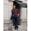 image:imageCOOFANDY Mens Printed Dress Shirts Long Sleeve Business Button Down Shirt Contrast Collar Shirts for Men3wine Redpolka Dots