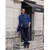 image:imageCOOFANDY Mens Printed Dress Shirts Long Sleeve Business Button Down Shirt Contrast Collar Shirts for MenDark Bluestars