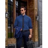 image:imageCOOFANDY Mens Printed Dress Shirts Long Sleeve Business Button Down Shirt Contrast Collar Shirts for MenDark Bluestars